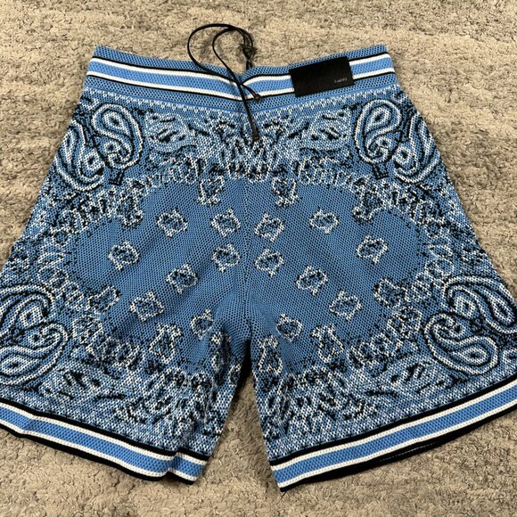 Amiri Blue Bandana Knit Cotton Shorts Mens Size Large - Picture 3 of 3